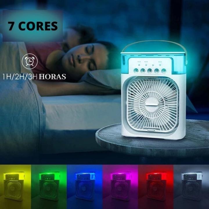 Refrigerador de Ar Portátil 3 em 1 com LED – Ventilador, Umidificador e Reservatório de Água