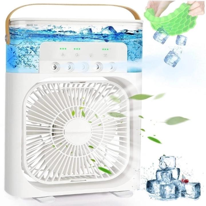 Refrigerador de Ar Portátil 3 em 1 com LED – Ventilador, Umidificador e Reservatório de Água