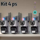 Kit Câmera de Segurança WiFi ICSEE Externa Lente Dupla com Sirene Full HD, WiFi, Visão Noturna