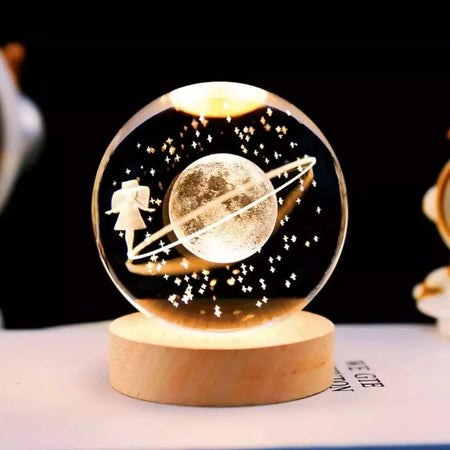 Luminária de Cristal “Planeta Galáxia” Decorativa