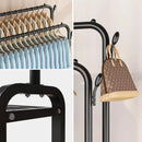 Cabideiro de Chão Duplo 2 Níveis – Preto Fosco | Arara de Roupas com Dupla Capacidade e Ganchos Laterais