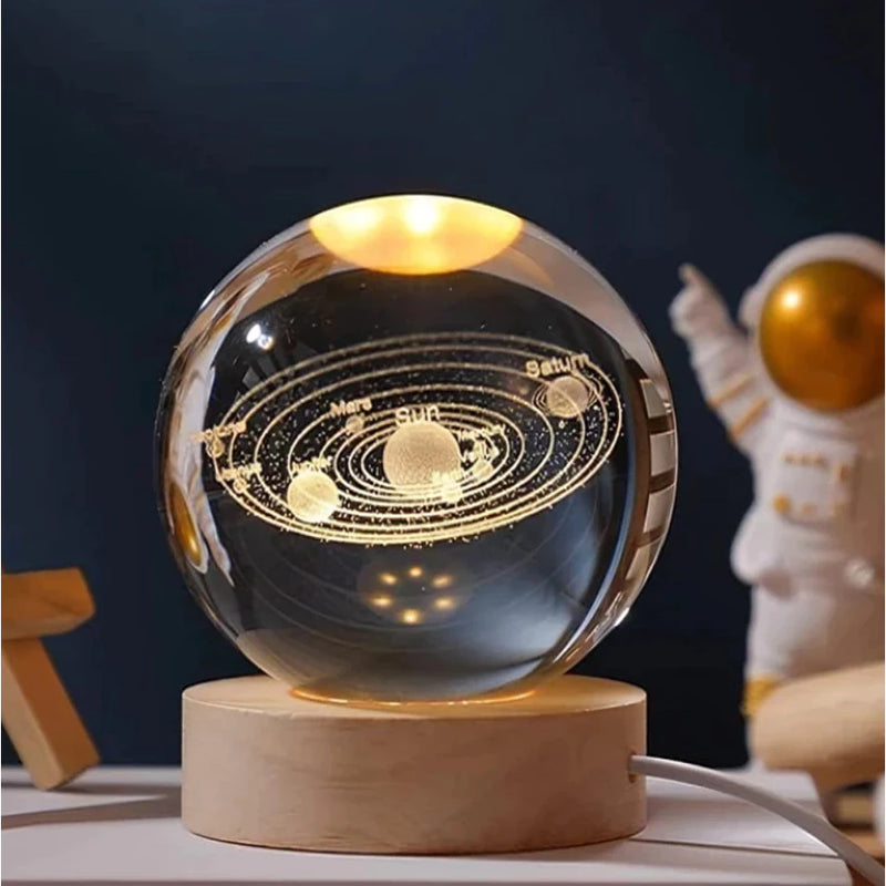 Luminária de Cristal “Planeta Galáxia” Decorativa