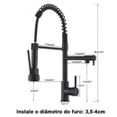 Torneira de Cozinha Gourmet Alça Única com Extensor de Spray e Tubo Flexível – Acabamento Prateado